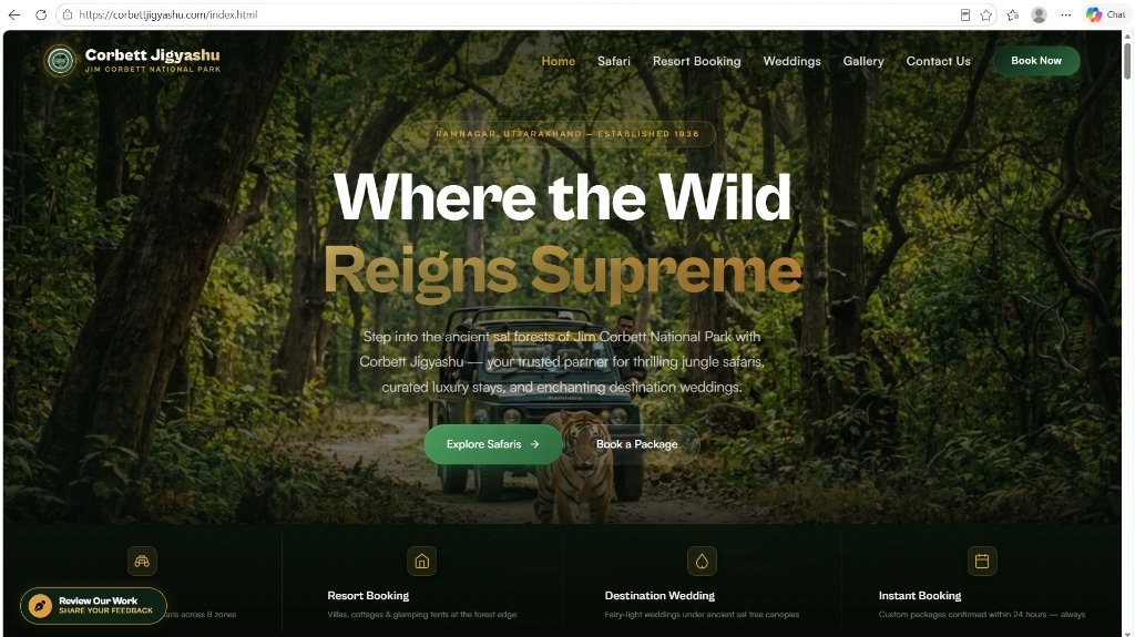 Corbett Jigyashu Safari & Resort Web Design - Main Hero